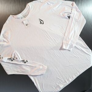 Volcom Sickly Stones LS TE White Cotton Graphic Logo Crew Neck Men's XL T-Shirt